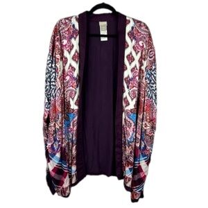 Chicos Patchwork-Print Paisley Boho Ruana Wrap Small/Medium